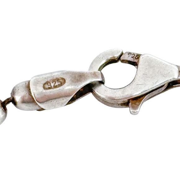 Barrel Ball Beaded Bracelet | Polished Links | Vintage Sterling Silver 925 7.25" - Picture 4 of 6